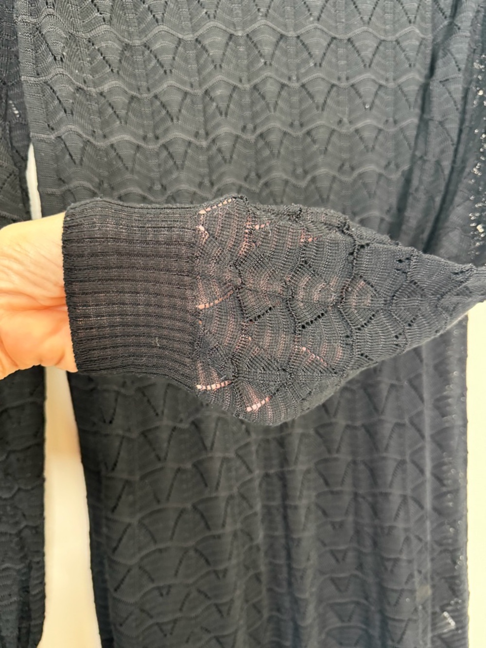 M Missoni Black Knit Dress V-Neck Long Sleeve Sheer Size M - Picture 4 of 12